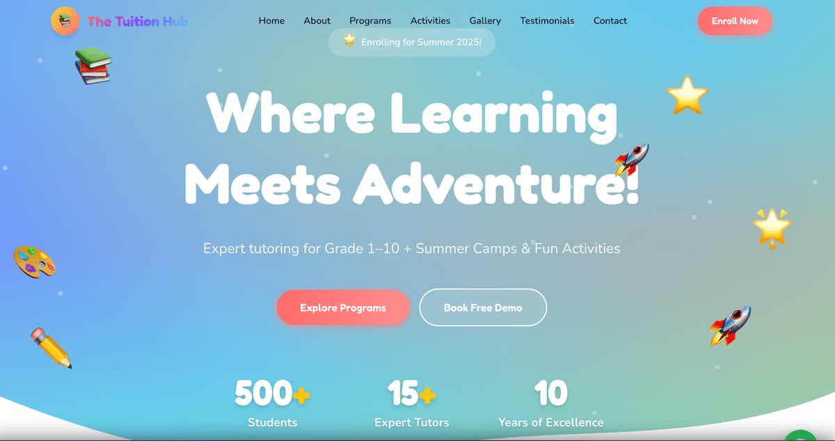 The Tution Hub — Education website built by Omprakash Kadur